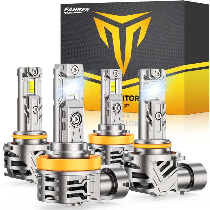 FAHREN H11 9005 Light bulbs combo, 120000 12X Super Bright H9 H8 HB3 off-Road Use or Fog light Bulbs, 6500k White Non-Polarity Plug and Play, Pack of 4 - Image 1
