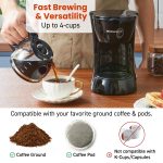 Elite Gourmet EHC4128 Automatic 4-Cup Brew & Drip Coffee Maker with Pause N Serve, Glass Carafe, Reusable Filter, On/Off Switch, Keep Warm, Water Level Indicator, Black - Image 3