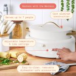 Beautiful 10-in-1 Electric Multi-Cooker by Drew Barrymore, 6-quart, digital display, 10 cooking functions, non-stick pot, easy one-touch control (White Icing) - Image 7