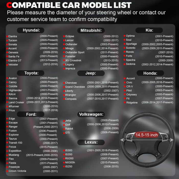 Ouzorp Car Steering Wheel Cover, Microfiber Leather Steering Wheel Covers with Anti-Slip Lining, Universal 14.5-15 inchs Black - Image 6