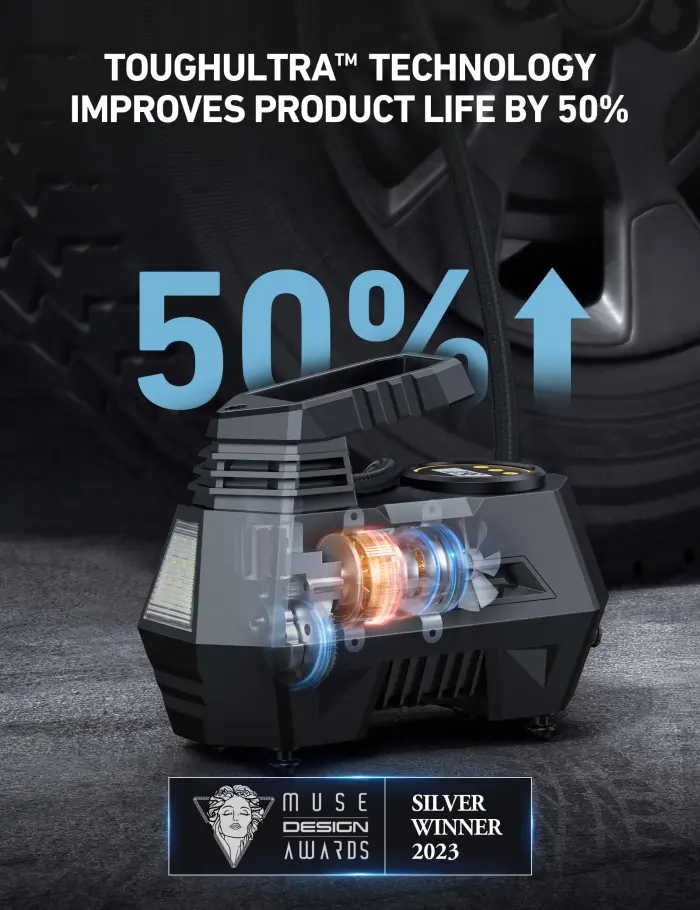 AstroAI Tire Inflator Portable Air Compressor Tire Air Pump for Car Tires - Car Accessories, 9.8Ft Cord 12V DC-Powered Auto Pump with Digital Pressure Gauge, LED Light for Bicycle, Balloons, Yellow - Image 8