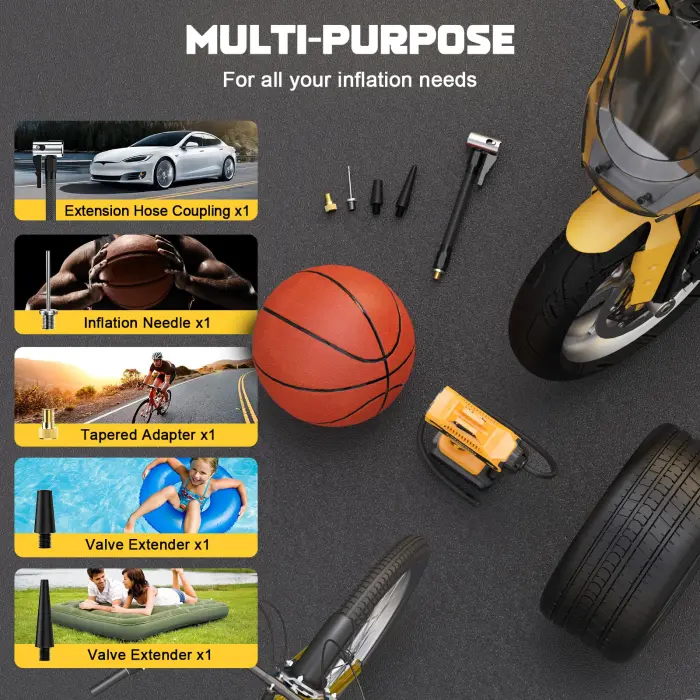 Tire Inflator Air Compressor Compatible with Dewalt 20V Max Battery, LIVOWALNY 160 PSI Cordless Portable Electric Air Pump 2025 Bigger LCD Digital Pressure Gauge for Car, Bike, Sport Ball (No Battery) - Image 2