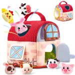 Vanvimen Baby Girl Toys 6-12 Months, Surprise Barn with 12 PCS Stuffed Farm Animals, Montessori Sensory Developmental Learning Toys for 6-12 Months, Ideals 6 7 8 9 Month Old Baby Boy Girl Gifts Toy