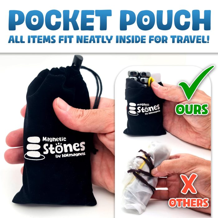 Upgraded (Multi-Level) Magnet Chess Game with String & Stones - Clear & Simple Instructions | Premium Set with 20 Larger & Stronger Stones, Adjustable Rope, 2 Dice & Travel Pouch | for Kids & Adults - Image 5