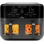 CHEFMAN 6 Quart Dual Basket Air Fryer Oven with Easy View Windows, Sync Finish, Hi-Fry, Auto Shutoff, 2 Independent 3Qt Nonstick Dishwasher Safe Frying Baskets, Digital Double Air Fryer - Black