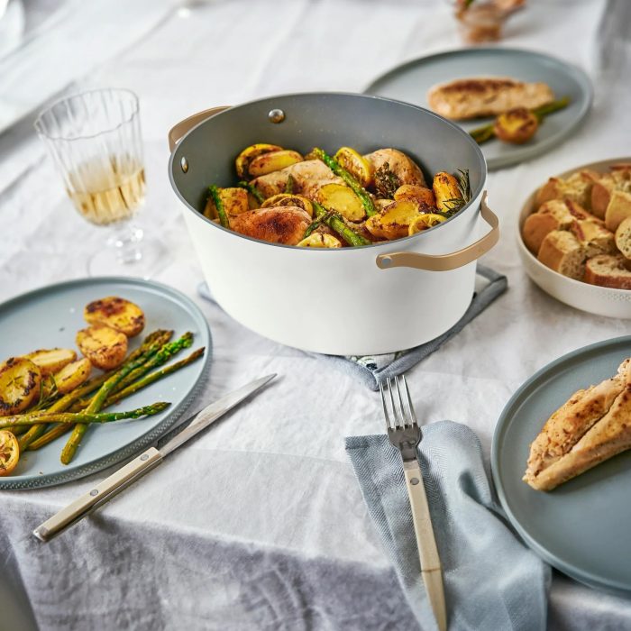 Beautiful 10-in-1 Electric Multi-Cooker by Drew Barrymore, 6-quart, digital display, 10 cooking functions, non-stick pot, easy one-touch control (White Icing) - Image 5