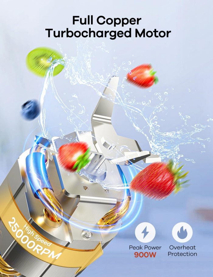 Ganiza Blender for Smoothies, 14Pcs Personal Blender for Shake and Smoothies for Kitchen with 3 Portable Cups (1x24oz & 2X17oz), Single Serve Smoothie Maker, Nutritious Recipe - Image 7