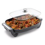 Blue Diamond 7QT 5-in-1 Extra Large Electric Skillet, Healthy Ceramic Nonstick Interior, Non-Toxic PFAS-Free, Temperature Control, Stay Cool Handles, Easy Clean, Graphite