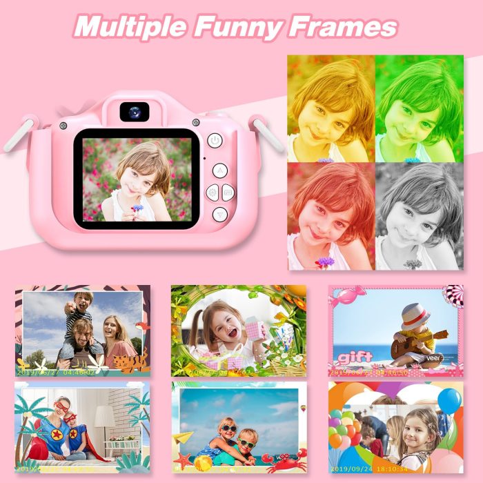 Goopow Kids Camera Toys for 3-8 Year Old Girls Boys,Children Digital Video Camcorder Camera with Cartoon Soft Cover, Best Chritmas Birthday Festival Gift for Kids - 32G SD Card Included - Image 4