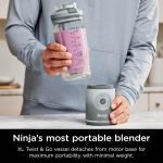 Ninja Blast Max, Portable Blender + Twist & Go, Personal Smoothie, Blend, Ice Crush, 3 Programs, Cordless, 22 oz removable Vessel, Dishwasher Safe, Leakproof, Silver, BC251SL - Image 9