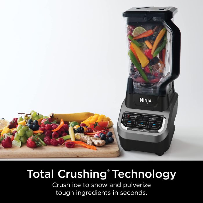 Ninja Professional Blender 1000W, Total Crushing Technology- Smoothies, Ice Crushing & Frozen Fruit, Full-Size Countertop Blender, 72-oz. Pitcher, Black & Grey, BL610 - Image 7