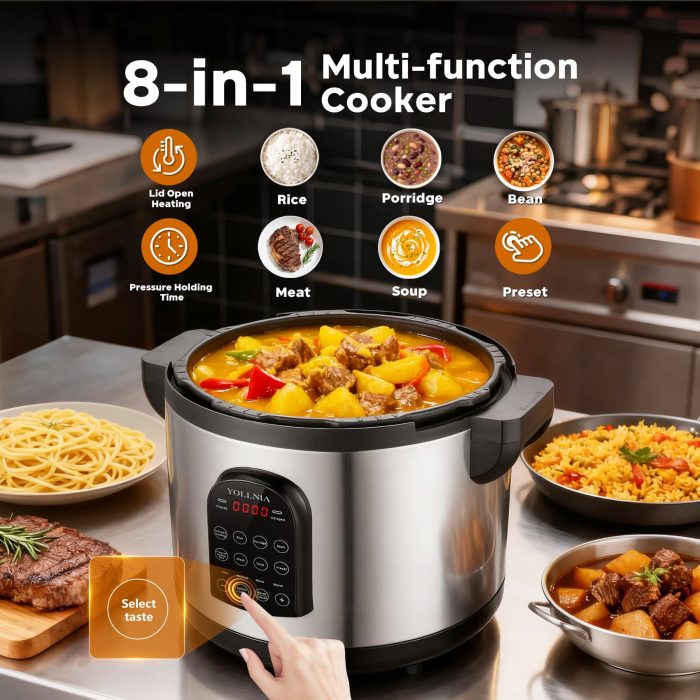 17.8QT Commercial Electric Pressure Cooker stainless steel Pressure Cooker | 24-hour Presetting |12 in 1 slow cooker with temperature control | LED Multifunction Food Warmer with nonstick pot - Image 8
