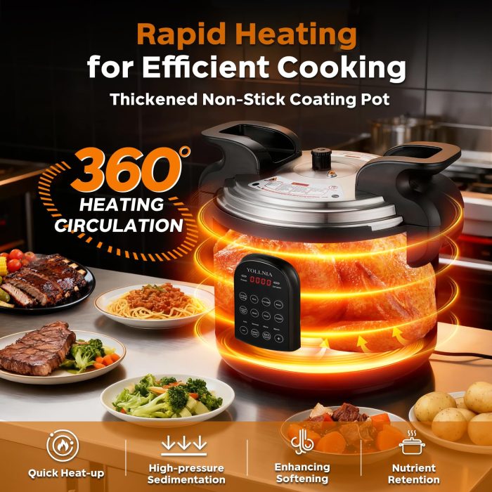 17.8QT Commercial Electric Pressure Cooker stainless steel Pressure Cooker | 24-hour Presetting |12 in 1 slow cooker with temperature control | LED Multifunction Food Warmer with nonstick pot - Image 4