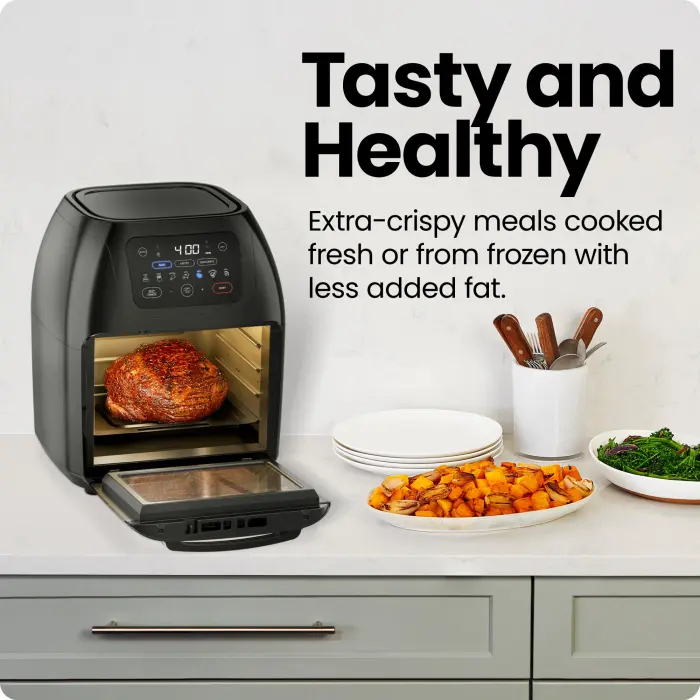 CHEFMAN Multifunctional Digital Air Fryer+ Rotisserie, Dehydrator, Convection Oven, 17 Touch Screen Presets Fry, Roast, Dehydrate, Bake, XL 10L Family Size, Auto Shutoff, Large Easy-View Window, Black - Image 8