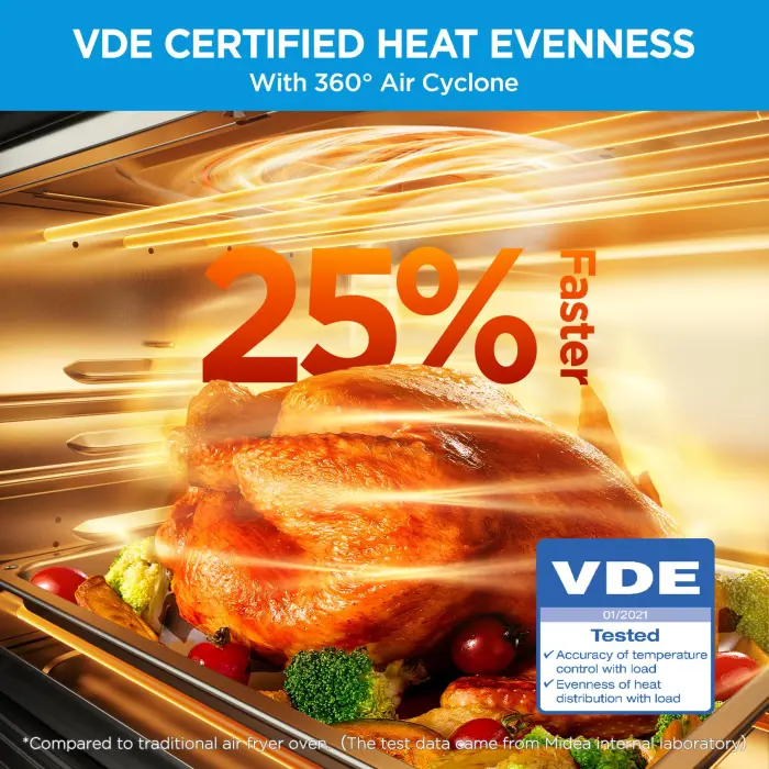 Midea Flexify French Door Toaster Oven Air Fryer Combo, 26.4 QT, Extra Large Air Fryer Countertop Oven 10-in-1 Combo, 25% Faster Cooking and 90% Less Oil, Stainless Steel - Image 9