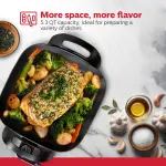 Holstein Housewares 12-Inch Electric Skillet - 1400W Electric Pan with Adjustable Temperature Control, PFOA-Free Non-Stick Coating, Cool-Touch Handles, Multi-Function Cooker, Red - Image 5