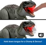 Mattel Jurassic World Rebirth Power Devour Tyrannosaurus Rex Dinosaur Figure with Tongue Activated Constant Chomp, Lights & Sounds, Digital Play - Image 3