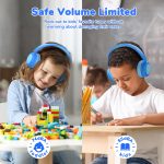 iClever BTH22 Kids Bluetooth Headphones, 60H Play Time, USB C Fast Charging, Bluetooth 5.4, AUX Cord,Safe Volume 74/85 dBA,Toddler Headphones for iPad/Tablet/Travel/School, Blue - Image 6