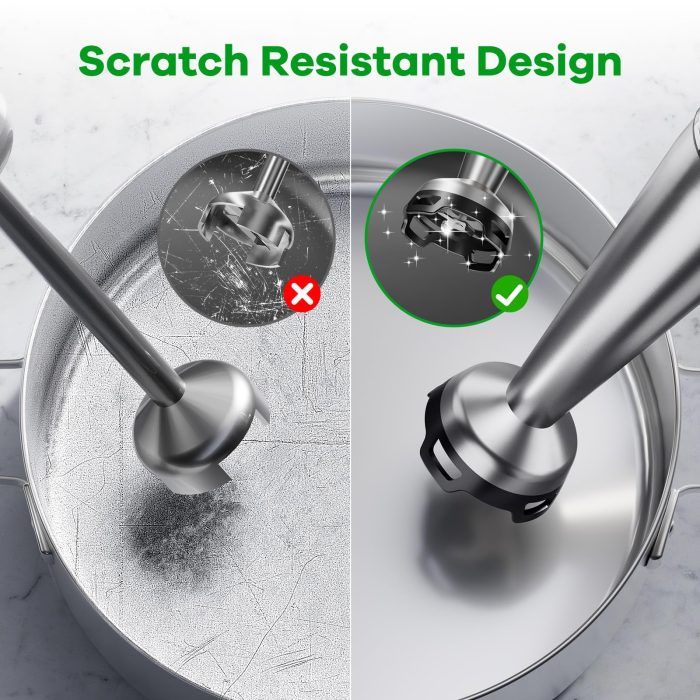 Immersion Blender Handheld Corded Hand Blenders Set 1100W, Trigger Variable Speed 5 in 1 Stick Emulsifier with Chopper, Whisk and Frother for Soup, Baby Food and Smoothies - Image 5