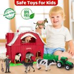 Farm Animals Toys for 1 2 3 4 5 Year Old Toddlers Girls Boys, Big Red Barn Farm Playset with Figures Animals and Tractor Toy for Kids 3-5, Educational Learning Toys, Christmas Birthday Easter Gifts - Image 5