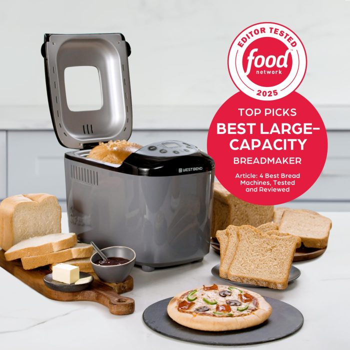 West Bend Hi-Rise Bread Maker Machine Programmable 12 Programs Including Gluten Free & 3 Loaf Sizes and Crust Colors with Traditionally-Shaped Horizontal Bread Pan with Dual Knead Blades, 3-Lb, Gray - Image 9