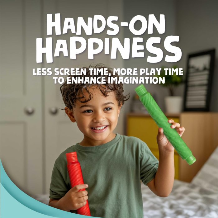 BUNMO Stocking Stuffers for Kids - Pop Tubes - Sensory Toys - Toddler Toys - Imaginative Play & Stimulating Creative Learning - Stocking Stuffers for Toddlers - 4 Pack Large - Image 2