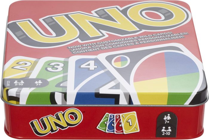 Mattel Games UNO Card Game in Travel & Storage Tin for Kid, Adult & Family Nights & Parties, Color Blind Accessible & Customizable Deck (Amazon Exclusive) - Image 3