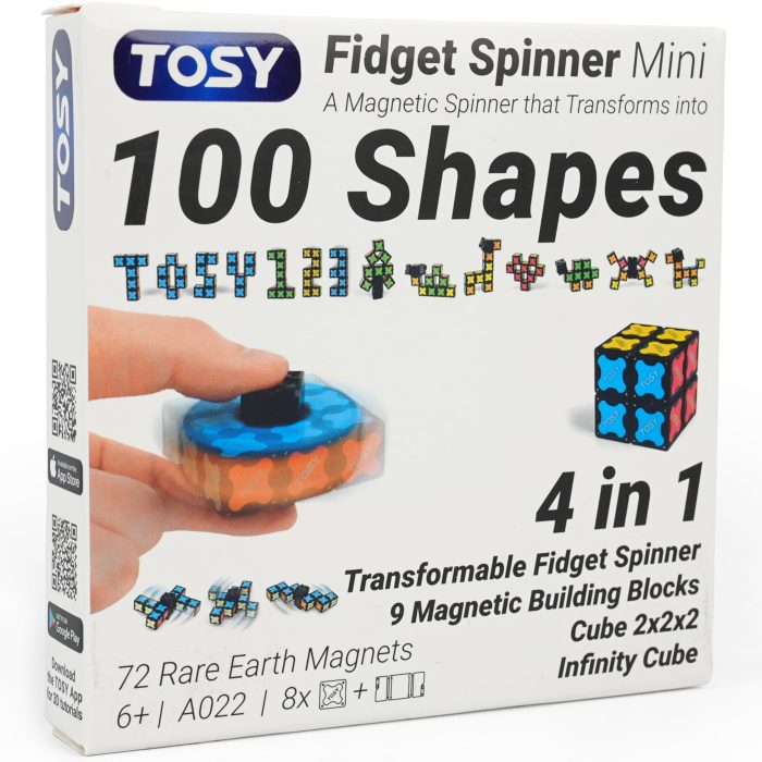 81kIyAl9E1L TOSY Magnet Fidget Spinner Mini - 8 Blocks, 3 in 1 Toy: Transformable Fidget Spinner, Infinity Cube, 2x2 Puzzle Cube, Christmas Stocking Stuffers Gift for Kids/Adults, STEM Sensory Stress Relief Toy - Image 1