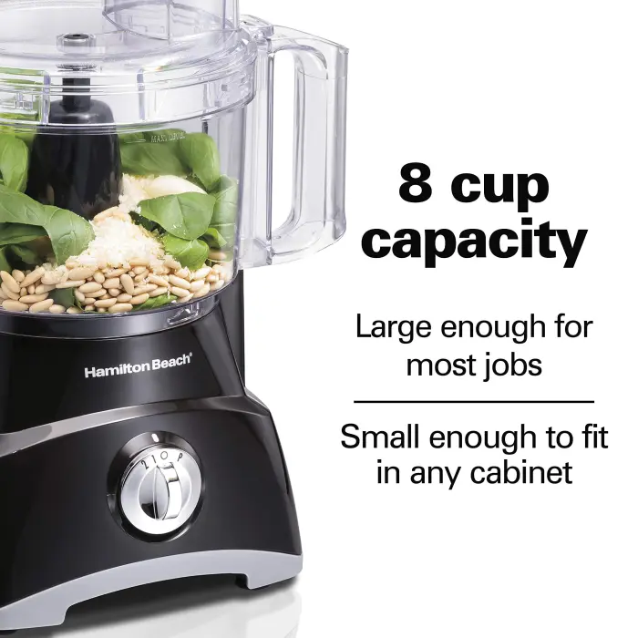 Hamilton Beach Food Processor & Vegetable Chopper for Slicing, Shredding, Mincing, and Puree, 8 Cup, Black - Image 4