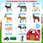 Farm Animals Toys for 1 2 3 4 5 Year Old Toddlers Girls Boys, Big Red Barn Farm Playset with Figures Animals and Tractor Toy for Kids 3-5, Educational Learning Toys, Christmas Birthday Easter Gifts - Image 7