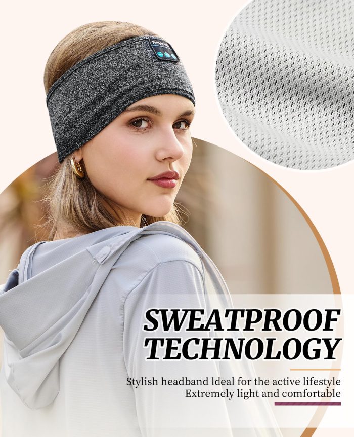 Perytong Sleep Headphones Wireless, Bluetooth Sports Headband Headphones with Ultra-Thin HD Stereo Speakers Perfect for Sleeping,Workout,Jogging,Yoga,Insomnia, Air Travel, Meditation (Grey) - Image 9