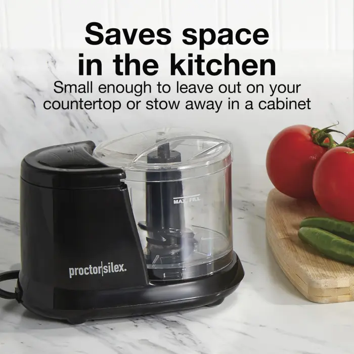 Proctor Silex Durable Electric Vegetable Chopper & Mini Food Processor for Chopping, Puree & Emulsify, 1.5 Cup, Black - Image 4