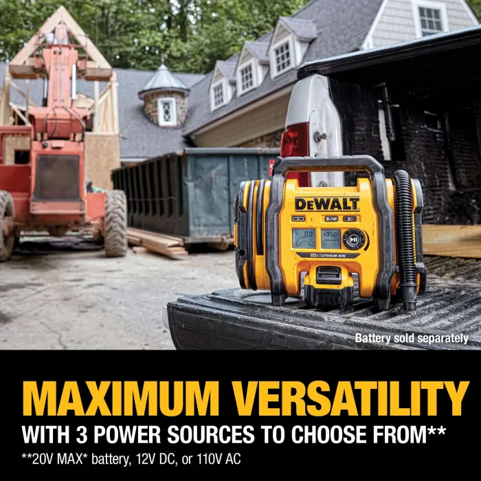 DEWALT Tire Inflator Portable Air Compressor 20V MAX, Car Air Pump with Automatic Shut Off, LED Light, Tool Only (DCC020IB) - Image 8