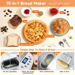 Davivy Bread Maker Machine 3LB with 2 Dough Kneading Paddles,15-in-1 Automatic Large Capacity Bread Machine Nonstick Bowl For Bread, Jam& Yogurt, 3 Loaf Sizes and 3 crust settings（silver，1.5kg） - Image 7