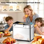 KBS Pro 710W Bread Maker, 2LB 17-in-1 Automatic Bread Machine with Healthy Ceramic Pan, Nut Dispenser, Tempered Glass Touch Panel, Stainless Steel Housing,3 Crust Colors, 15H Timer&Keep-Warm, Recipe - Image 6
