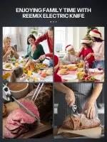 Reemix Electric Knife, Z3042 Electric Knife Set for Carving Meats, Poultry, Bread, Crafting Foam & More, 2 Blades for Meats & Bread, Fork Included (White) - Image 2