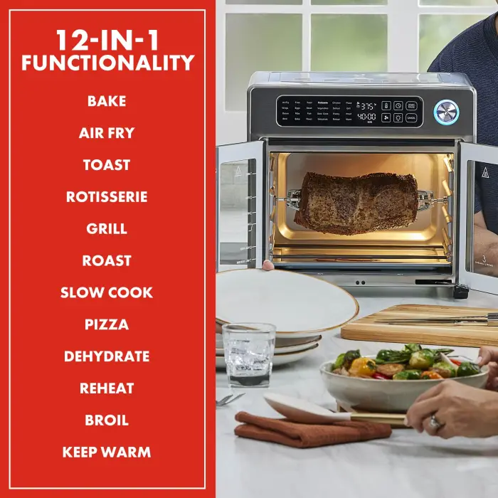 Emeril Lagasse Extra Large French Door Air Fryer Toaster Oven Combo, 24 Cooking Functions and Digital Controls, 7 Accessories Included, Stainless Steel Finish, 26QT Capacity - Image 9