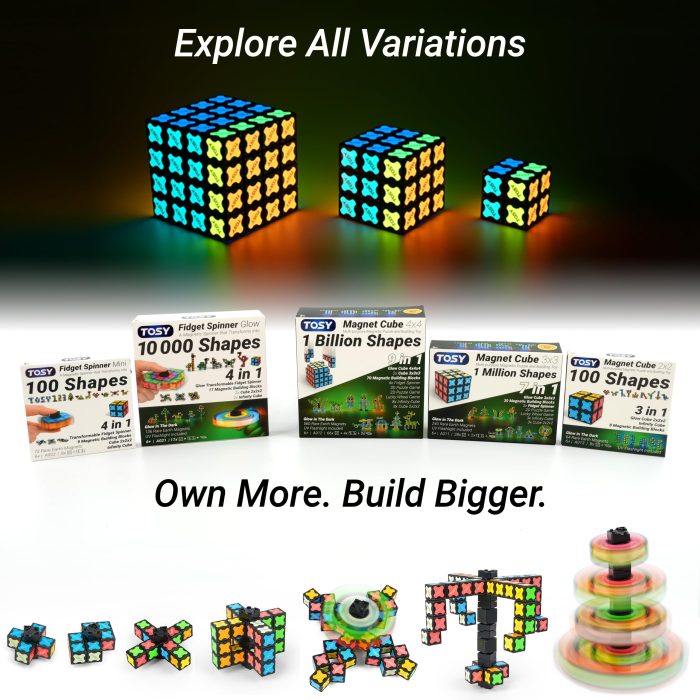 TOSY Magnet Fidget Spinner Mini - 8 Blocks, 3 in 1 Toy: Transformable Fidget Spinner, Infinity Cube, 2x2 Puzzle Cube, Christmas Stocking Stuffers Gift for Kids/Adults, STEM Sensory Stress Relief Toy - Image 2