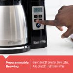 BLACK+DECKER 12 Cup Thermal Programmable Coffee Maker with Brew Strength and VORTEX Technology, Black/Steel, CM2046S - Image 6