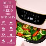 Paris Hilton Air Fryer, Large 6-Quart Capacity, Nonstick Made without PFAS, Touchscreen Display, 8-in-1 (Air Fry, Roast, Broil, Bake, Reheat, Keep Warm, Pizza, Dehydrate), Dishwasher Safe, Pink - Image 7