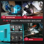 bestarc 145A MIG Welder, 110V/220V Gasless Flux Core MIG Welder/Lift TIG/Stick 3 in 1 Synergic MIG145 5GEN Welding Machine, Portable Flux Welder with Digital Screen Display - Image 8