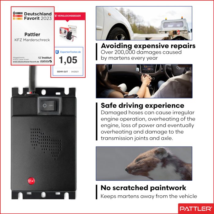 PATTLER® Marten Repellent for Car Engines - Ultrasonic Marten Repeller Under Hood for Immediate and Long-Term Protection Against Martens. Marten Deterrent for Cars Powered by 12V Car Battery - 2 Unit - Image 9