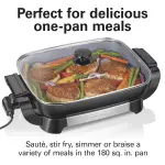 Hamilton Beach Electric Skillet with PFAS-Free Durathon Ceramic Coating, Removable 12x15” Pan, Adjustable Temperature, Reversible Design, Tempered Glass Lid, Black Nonstick Surface (38531) - Image 8