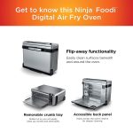 Ninja Digital Air Fry Countertop Oven, 8-in-1 Functionality, 1800W, Flip-Up Design, XL Capacity, Air Fry Basket, Wire Rack & Crumb Tray, Silver, SP101 - Image 11