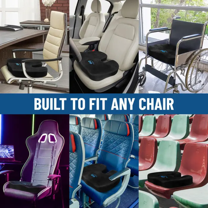 Everlasting Comfort Doctor Recommended Memory Foam Seat Cushion for Office Chairs & Car - Ergonomic Office Desk Accessories - Cushions for Tailbone Pain Relief, Sciatica (Black, Large) - Image 5