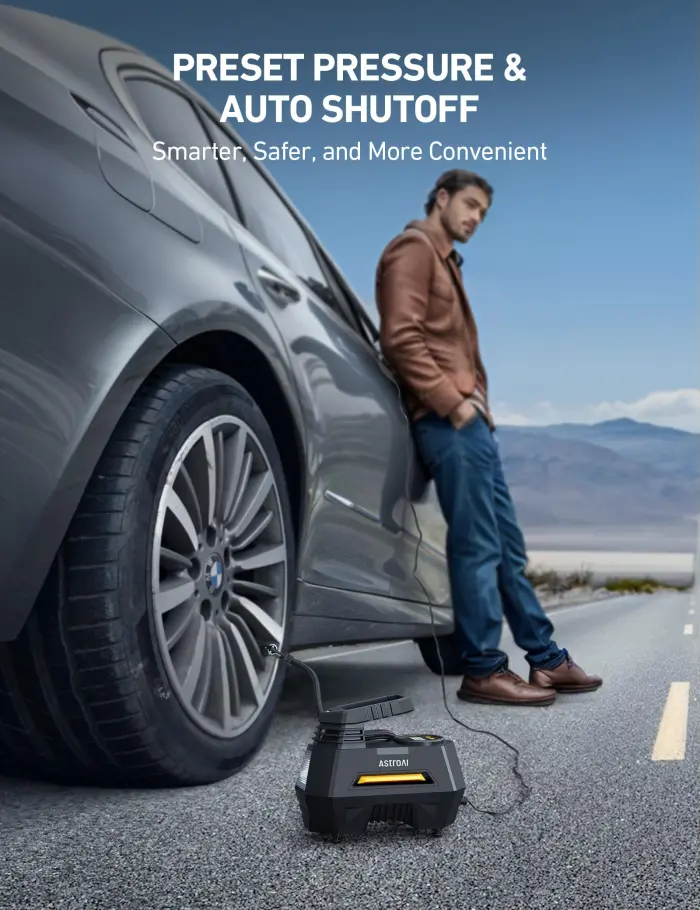 AstroAI Tire Inflator Portable Air Compressor Tire Air Pump for Car Tires - Car Accessories, 9.8Ft Cord 12V DC-Powered Auto Pump with Digital Pressure Gauge, LED Light for Bicycle, Balloons, Yellow - Image 7