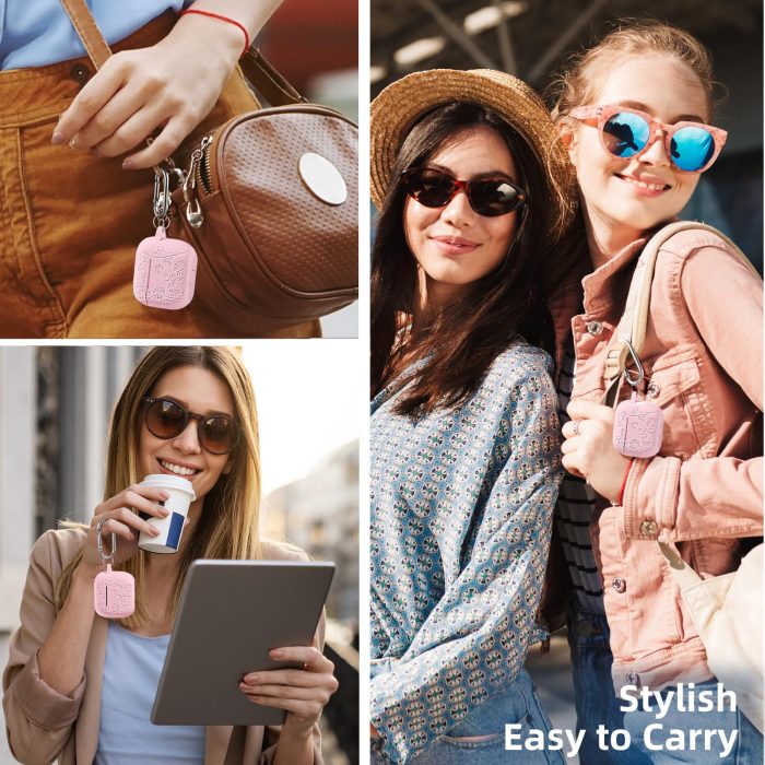 Lerobo for Airpods 4 Case Cover with Cleaner Kit, Cute Flower Engraved Silicone Protective Case Cover with Keychain Compatible with Apple Airpods 4 Case 2024 for Women and Girls, Pink - Image 5
