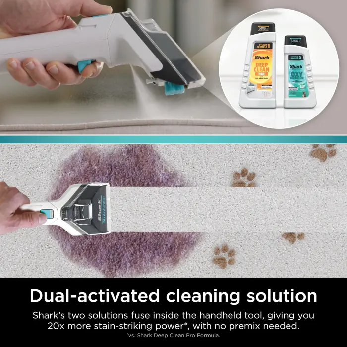 Shark CarpetXpert with StainStriker Upright Carpet, Area Rug & Upholstery Cleaner with Pet Mess Extractor Tool, Perfect for Pets, Carpet Shampooer, 3 Cleaning Tools, Cleaning Solutions, White, EX201 - Image 7