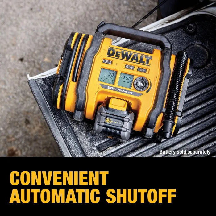 DEWALT Tire Inflator Portable Air Compressor 20V MAX, Car Air Pump with Automatic Shut Off, LED Light, Tool Only (DCC020IB) - Image 7
