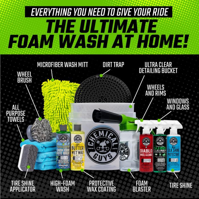 Chemical Guys Car Wash Kit 14-Pc Arsenal Builder - with Foam Blaster, Wash Bucket, Towels, Applicators, and 16 oz Soaps, Waxes, and Cleaners - Complete Car Detailing Gift Set, Works with Garden Hose - Image 8
